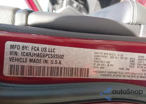 2023 Jeep Grand Cherokee Laredo 4X4 из США, поврежденный, VIN 1C4RJHAG6PC593502